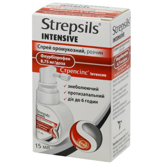 Стрепсилс Интенсив спрей 8.75 мг/доза 15 мл